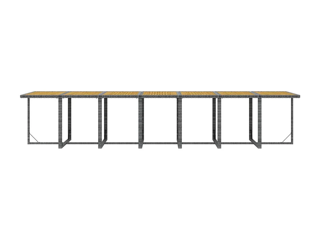 Set comedor de jardín con cojines 15 piezas ratán sintético gris