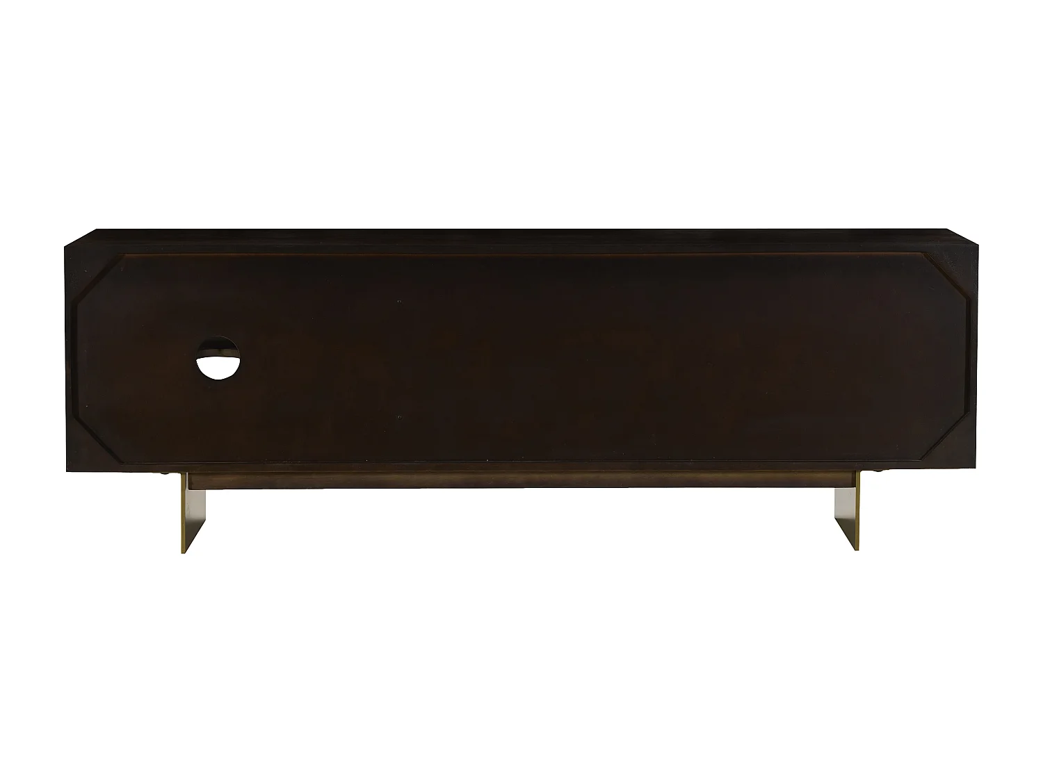 Meuble TV avec 2 portes et 2 niches en bois d'acacia - Naturel foncé - IZMELA