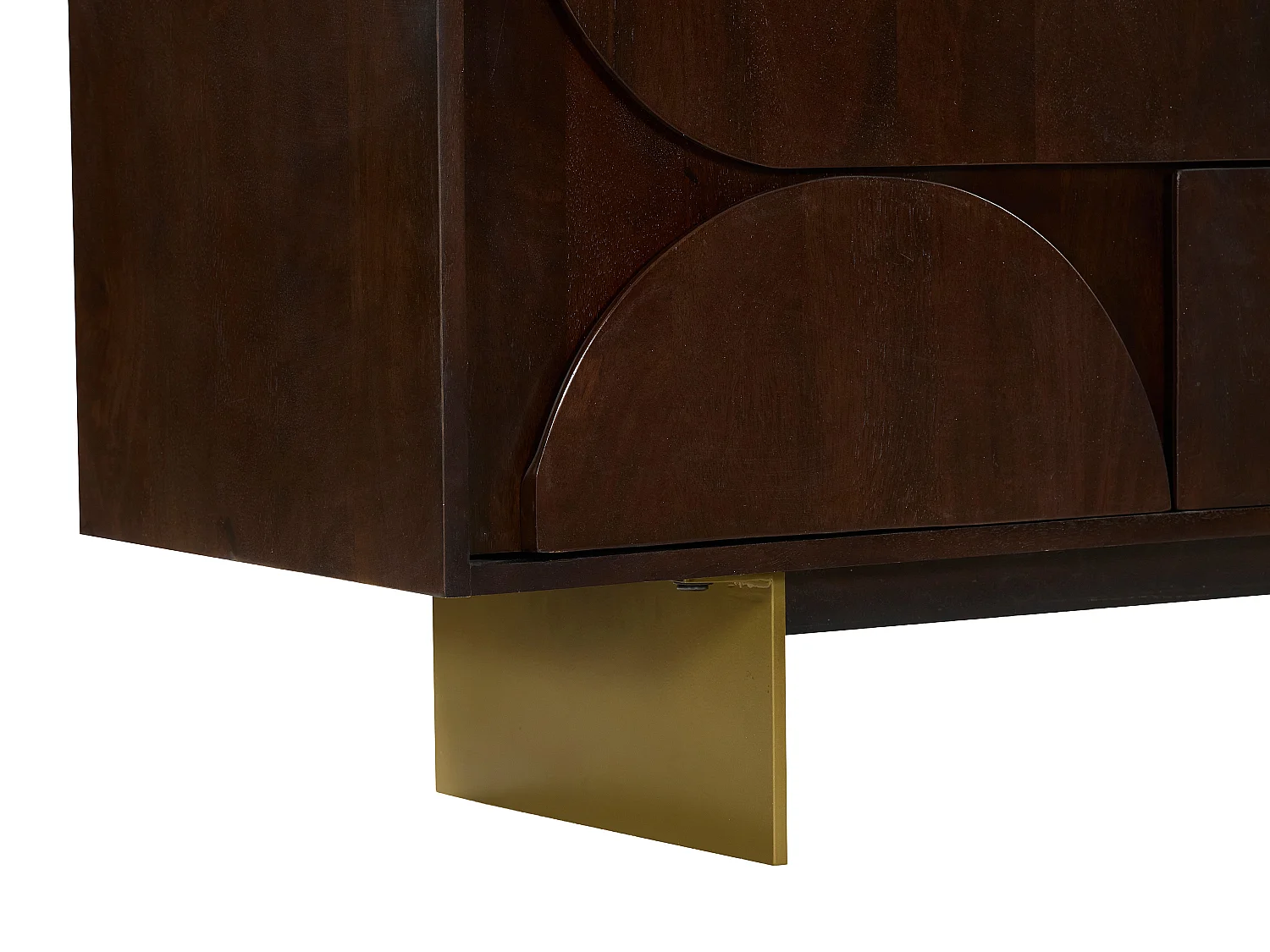 Meuble TV avec 2 portes et 2 niches en bois d'acacia - Naturel foncé - IZMELA