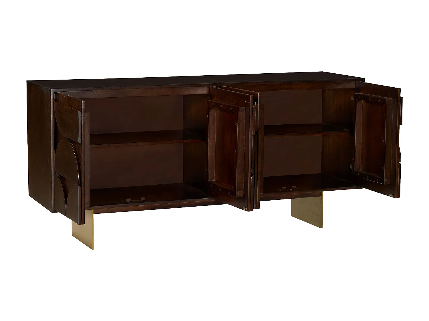 Buffet avec 4 portes en bois d'acacia - Naturel foncé - IZMELA