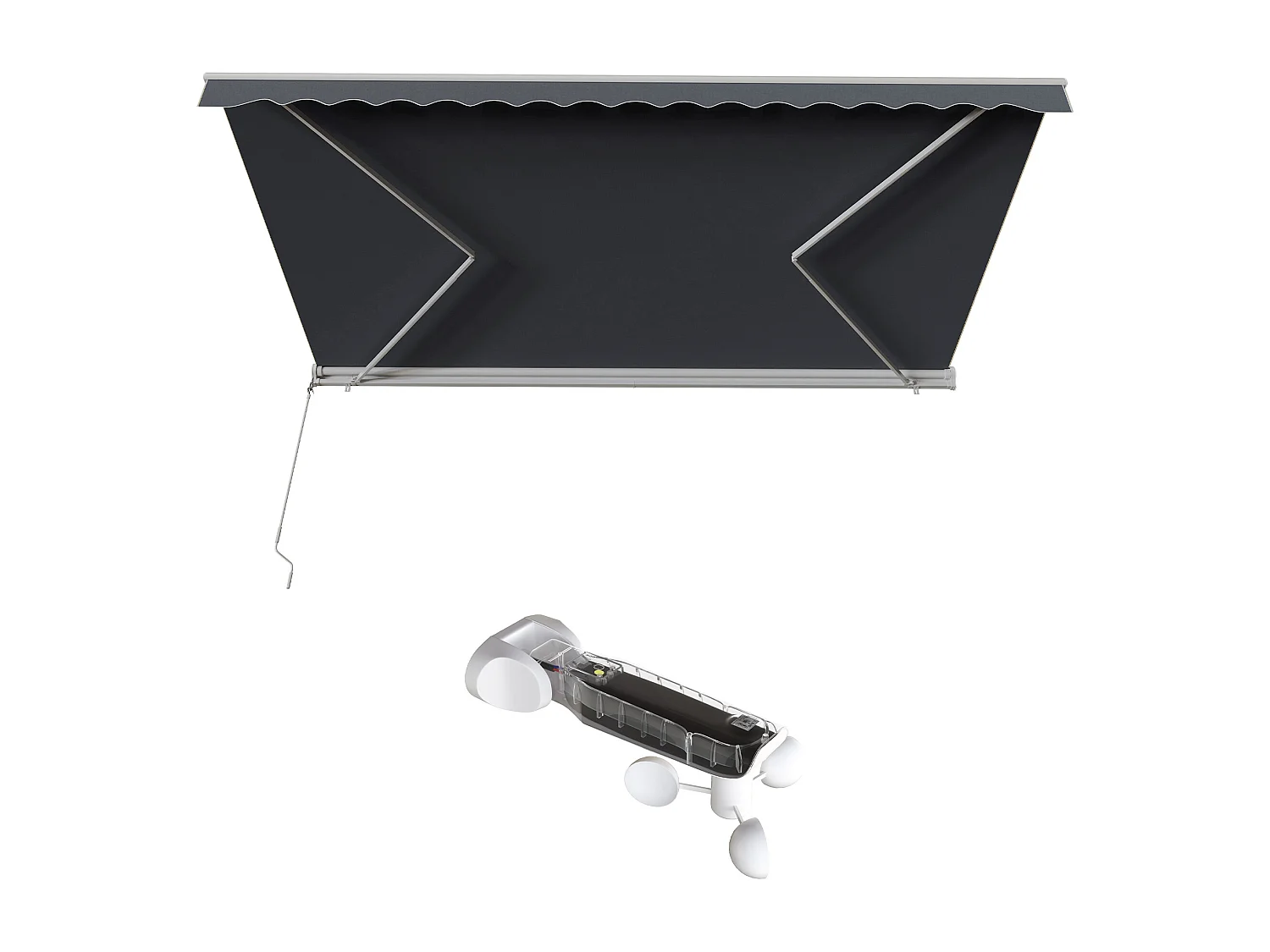 Store banne motorisé avec semi-coffre et capteur vent 5 x 3 m - anthracite - COFANA