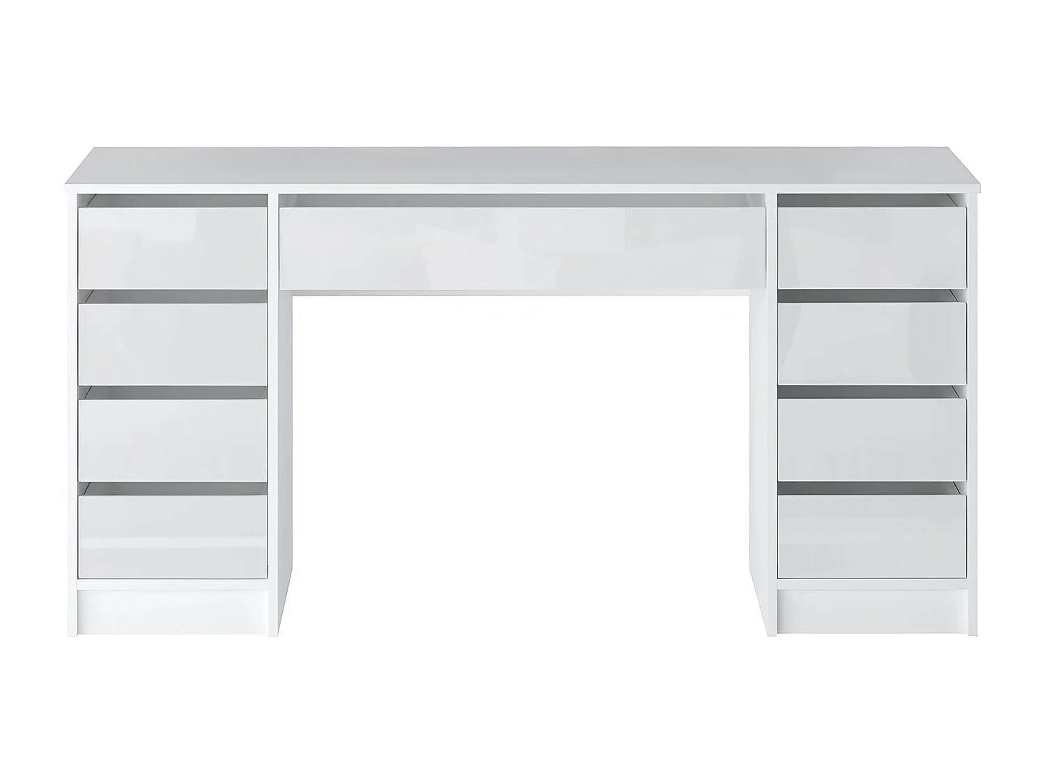 Bureau avec 9 tiroirs – Blanc Brillant - JENEMI