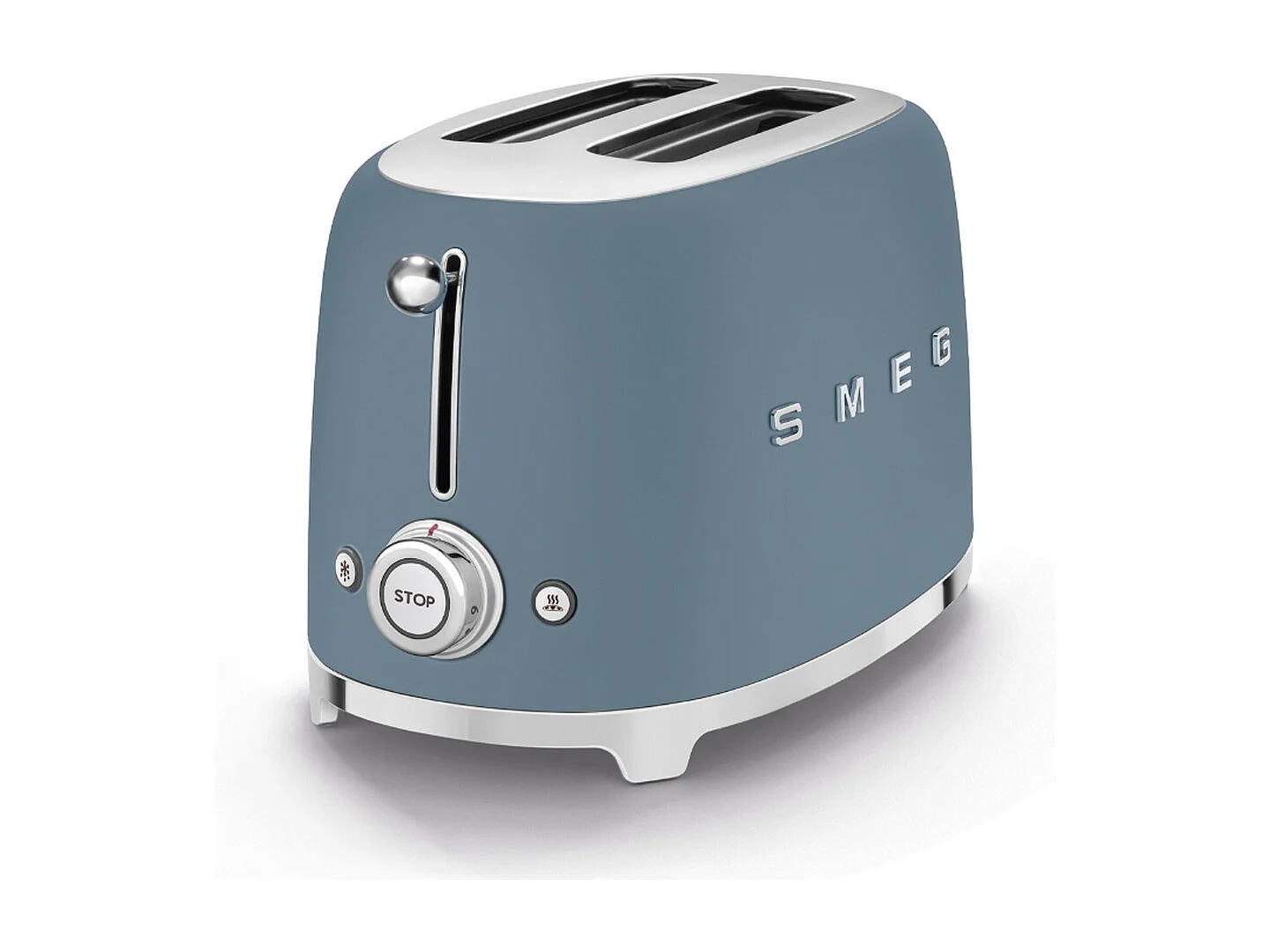 Toster Smeg 2-slotowy 950W Niebieski Burzowy styl lat 50. z 6 poziomami opiekania i funkcjami rozmrażania, podgrzewania, bagel