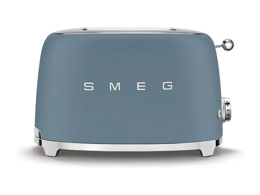 Toster Smeg 2-slotowy 950W Niebieski Burzowy styl lat 50. z 6 poziomami opiekania i funkcjami rozmrażania, podgrzewania, bagel