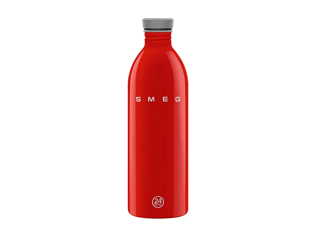 Botella isotérmica de acero inoxidable SMEG 1L roja estilo retro años 50, hermética y sin BPA