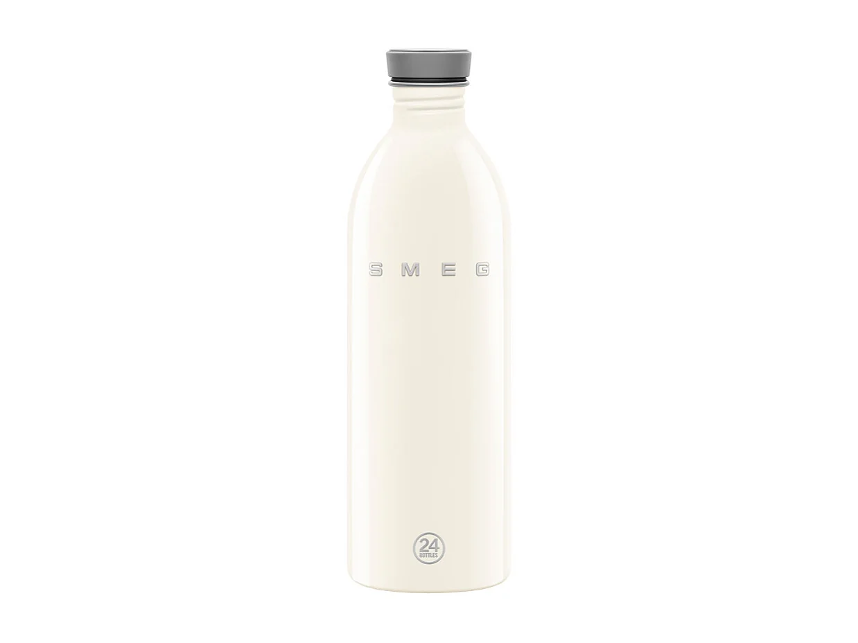 Botella isotérmica SMEG 1L acero inoxidable 18/8 crema estilo retro años 50, mantiene caliente/frío, sin BPA
