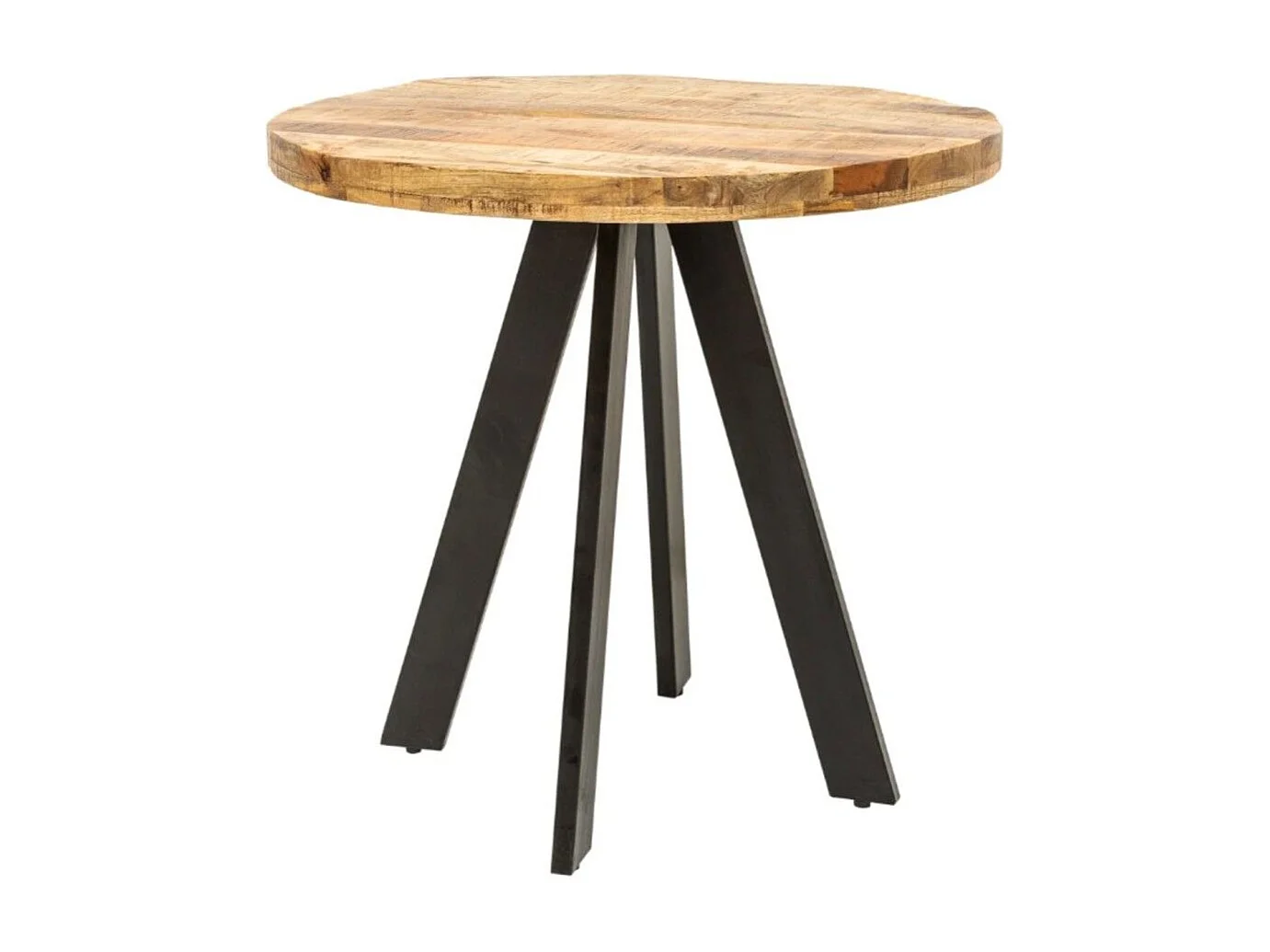 Table de salle à manger LODEN 80 cm – Plateau rond en bois massif de manguier et structure en métal noir
