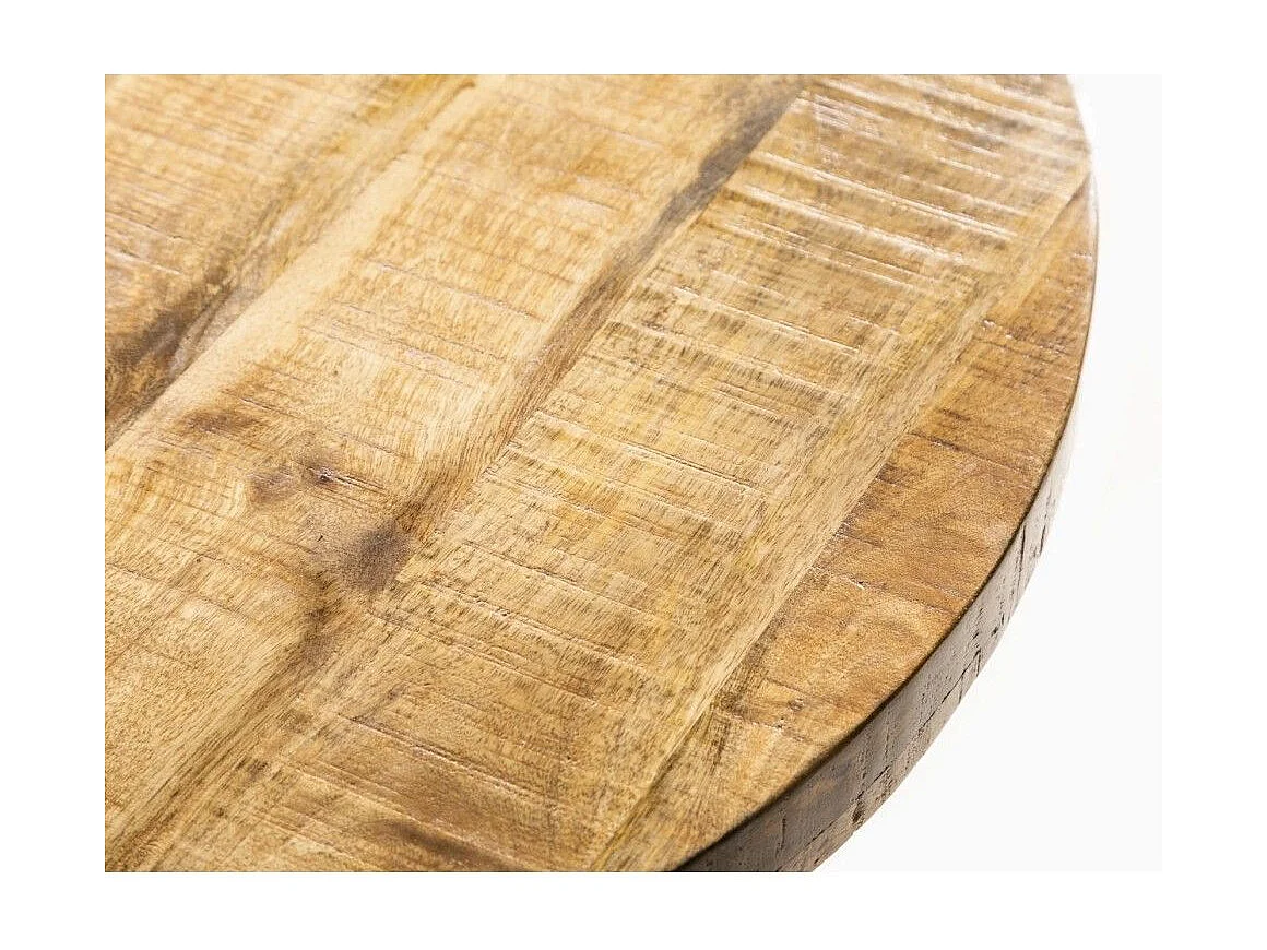 Table de salle à manger LODEN 80 cm – Plateau rond en bois massif de manguier et structure en métal noir