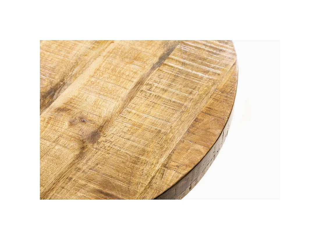 Table de salle à manger LODEN 80 cm – Plateau rond en bois massif de manguier et structure en métal noir