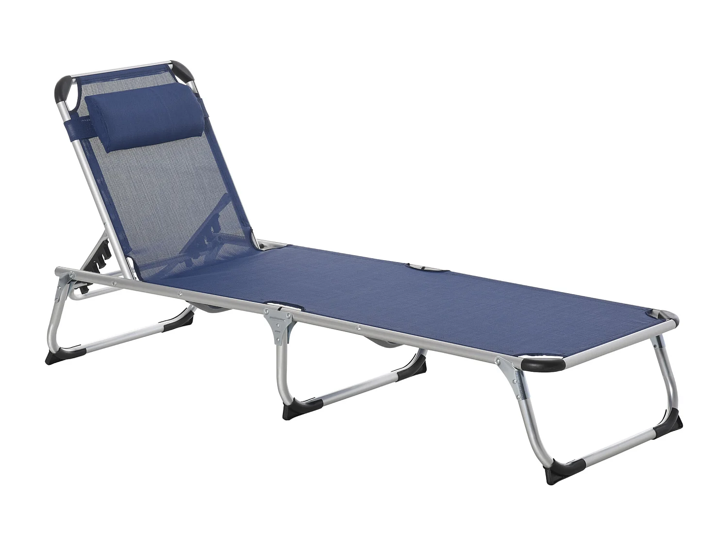 Lettino Prendisole Pieghevole con Schienale Reclinabile su 4 Livelli