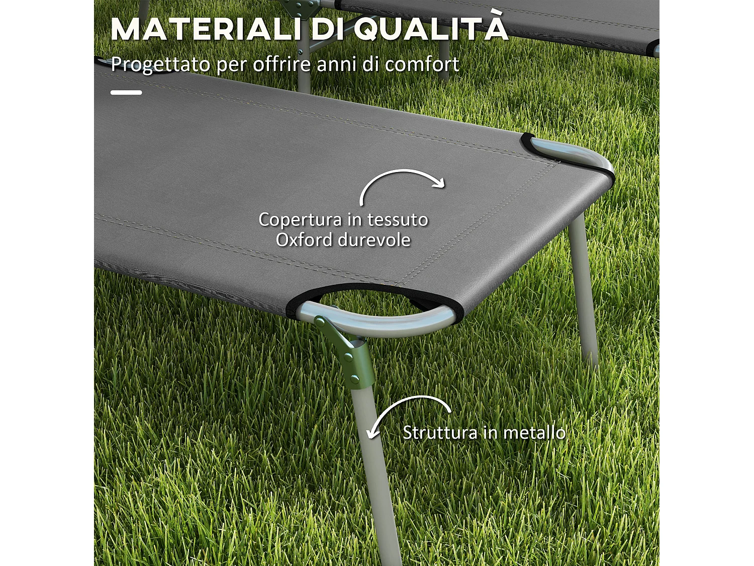 Set 2 sdraio da giardino pieghevoli con tettuccio regolabile grigio