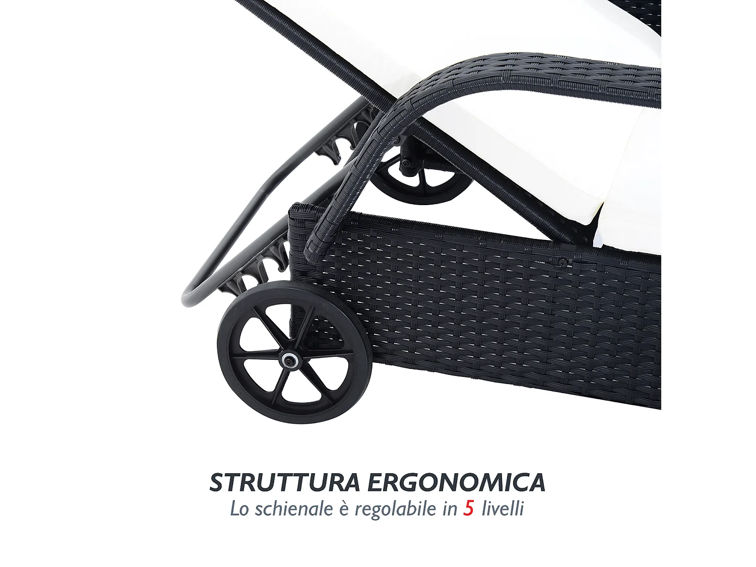 Set 2 sdraio da giardino e tavolino basso in rattan pe nero