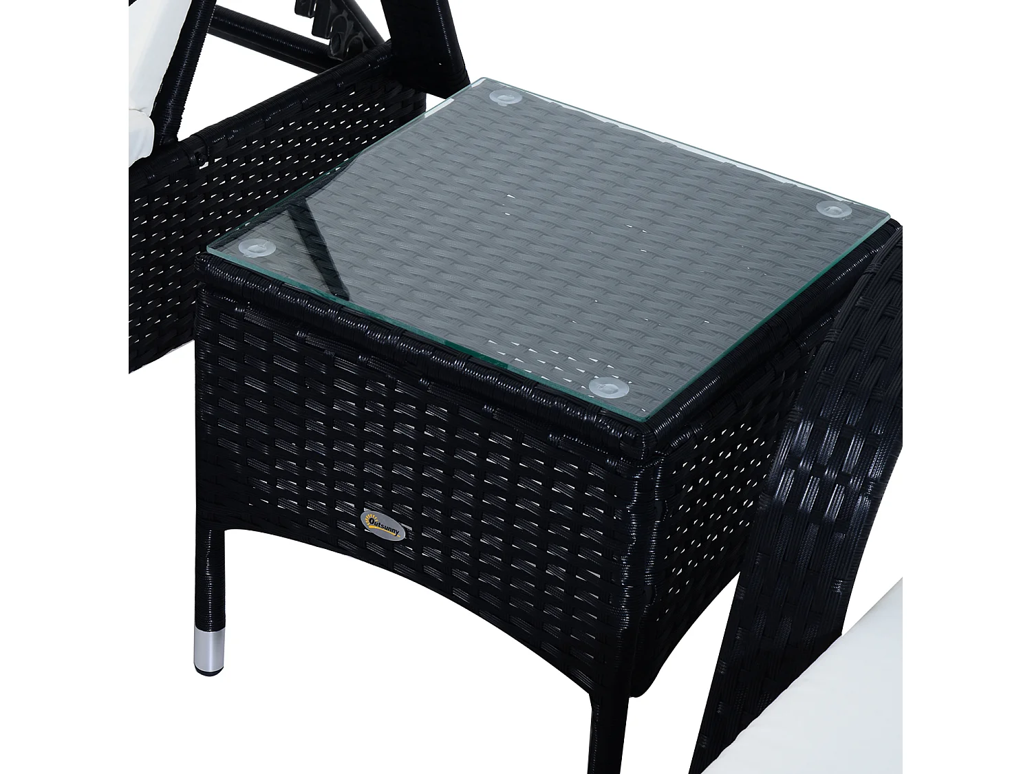 Set 2 sdraio da giardino e tavolino basso in rattan pe nero