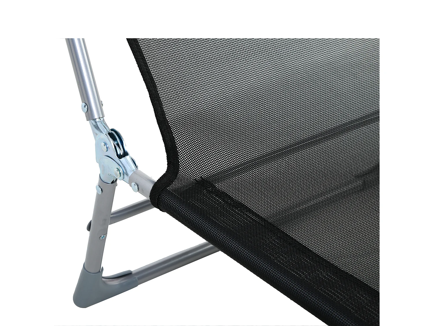 Sdraio da giardino pieghevole con schienale reclinabile e cuscino nero