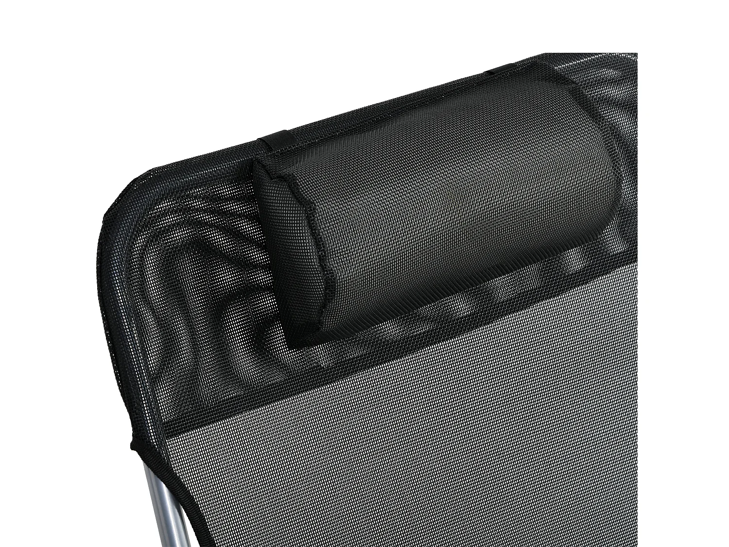 Sdraio da giardino pieghevole con schienale reclinabile e cuscino nero