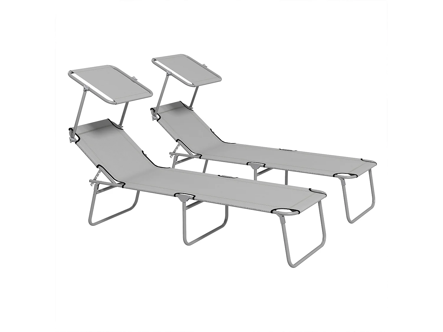 Set 2 sdraio da giardino pieghevoli tettuccio regolabile grigio chiaro