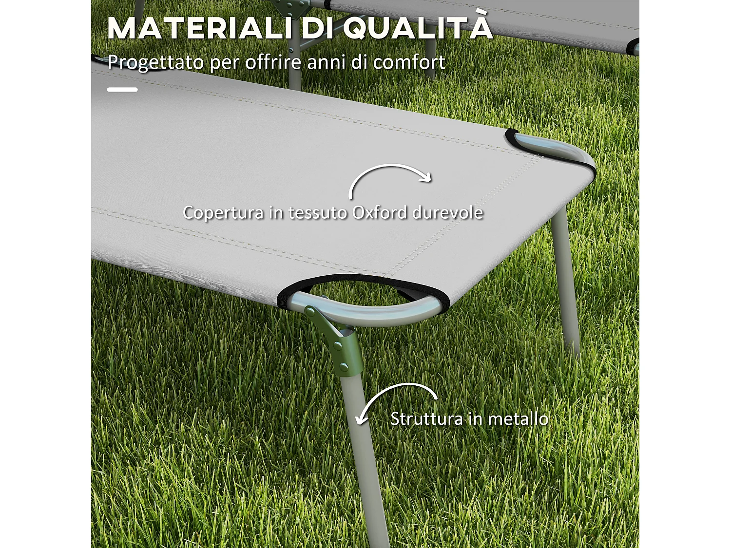 Set 2 sdraio da giardino pieghevoli tettuccio regolabile grigio chiaro