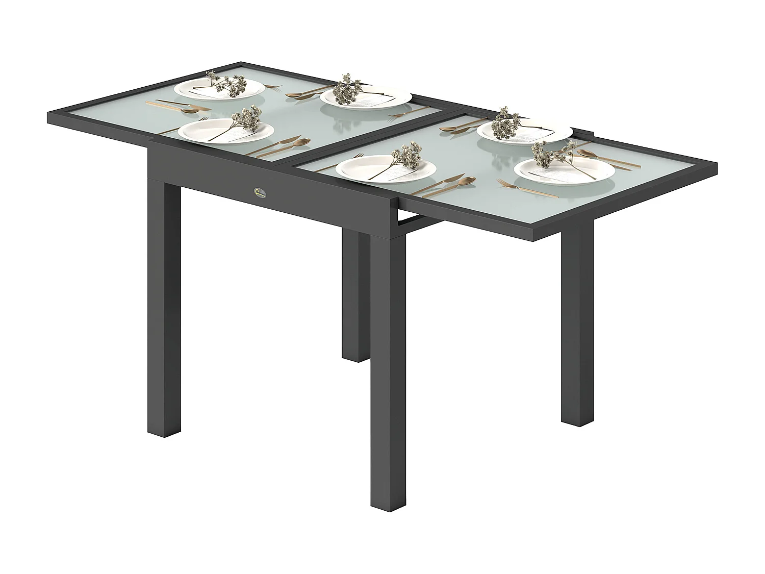 Tavolo da giardino allungabile piano in vetro trasparente 160x80x75 cm