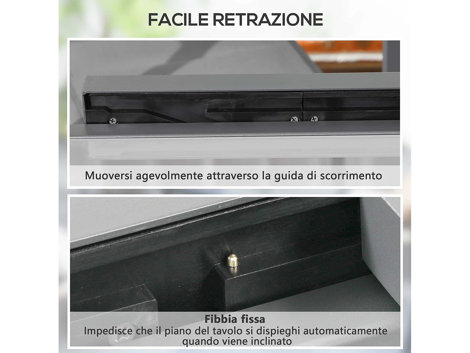 Tavolo da giardino allungabile piano in vetro trasparente 160x80x75 cm