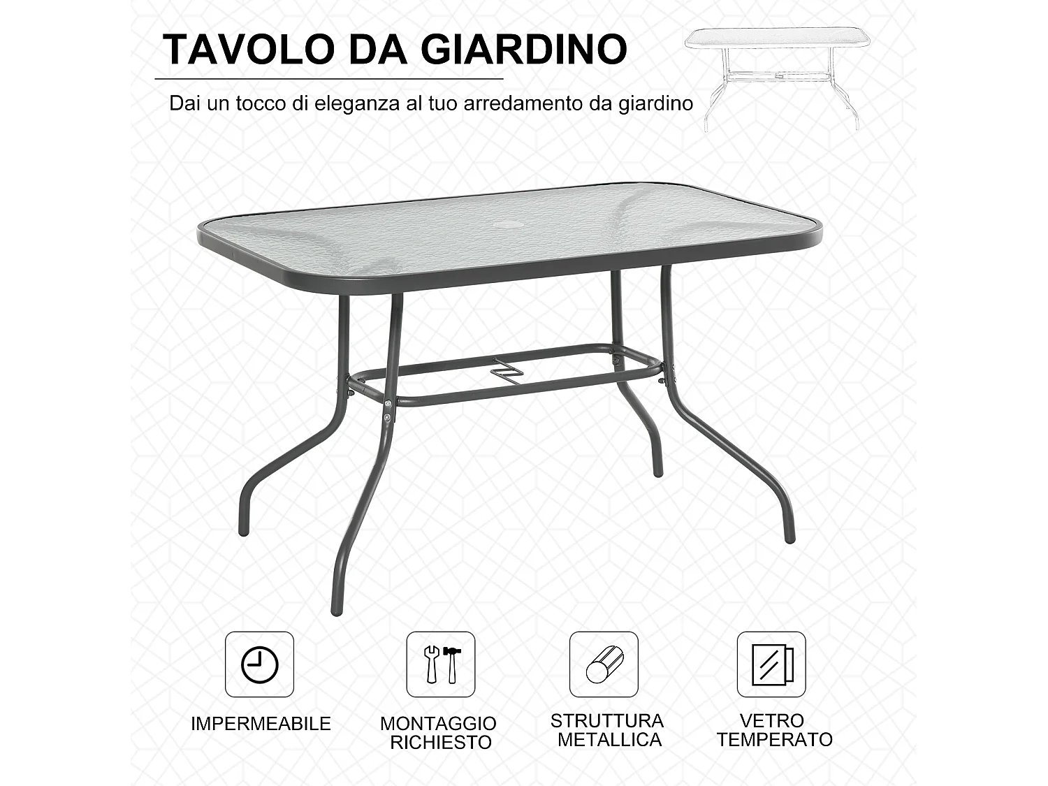 Tavolo da Giardino con Foro per Ombrellone