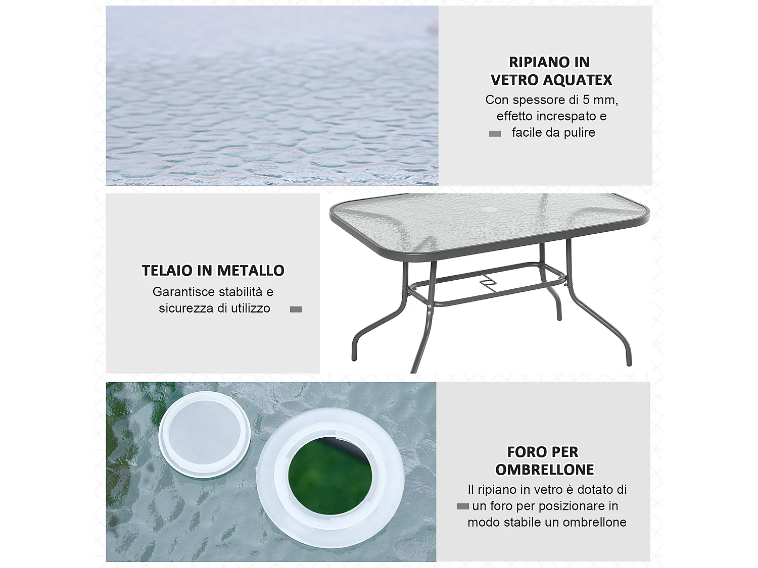 Tavolo da Giardino con Foro per Ombrellone