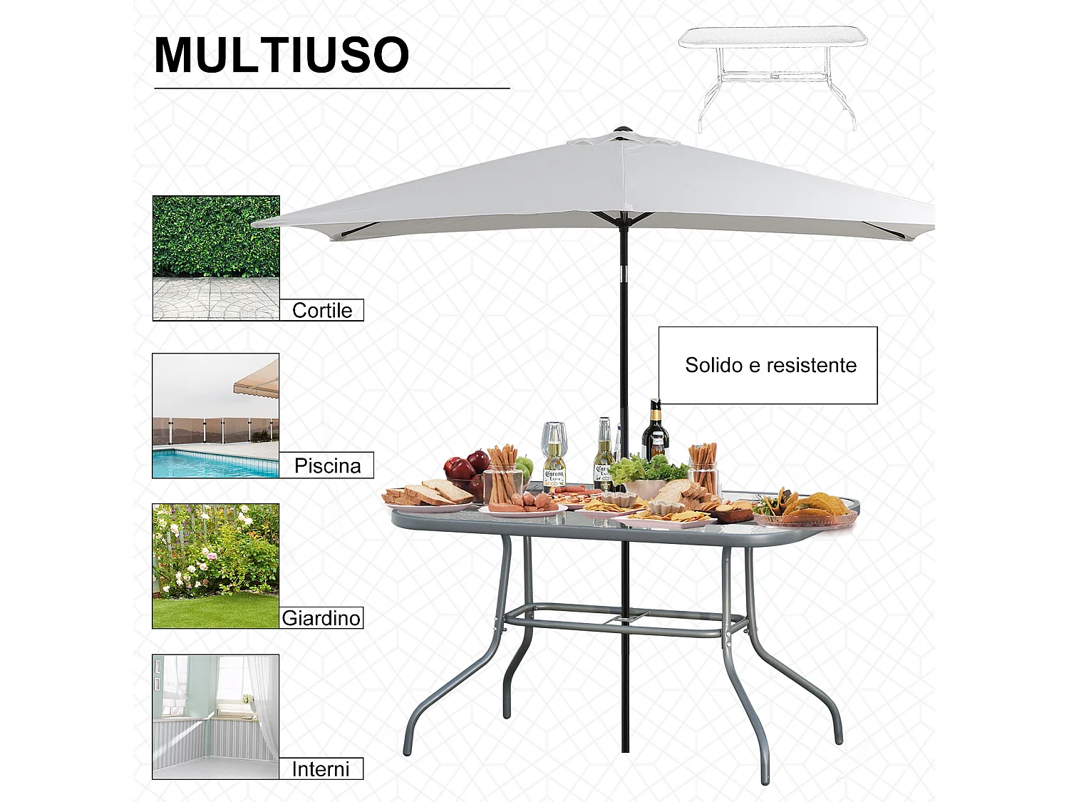 Tavolo da Giardino con Foro per Ombrellone