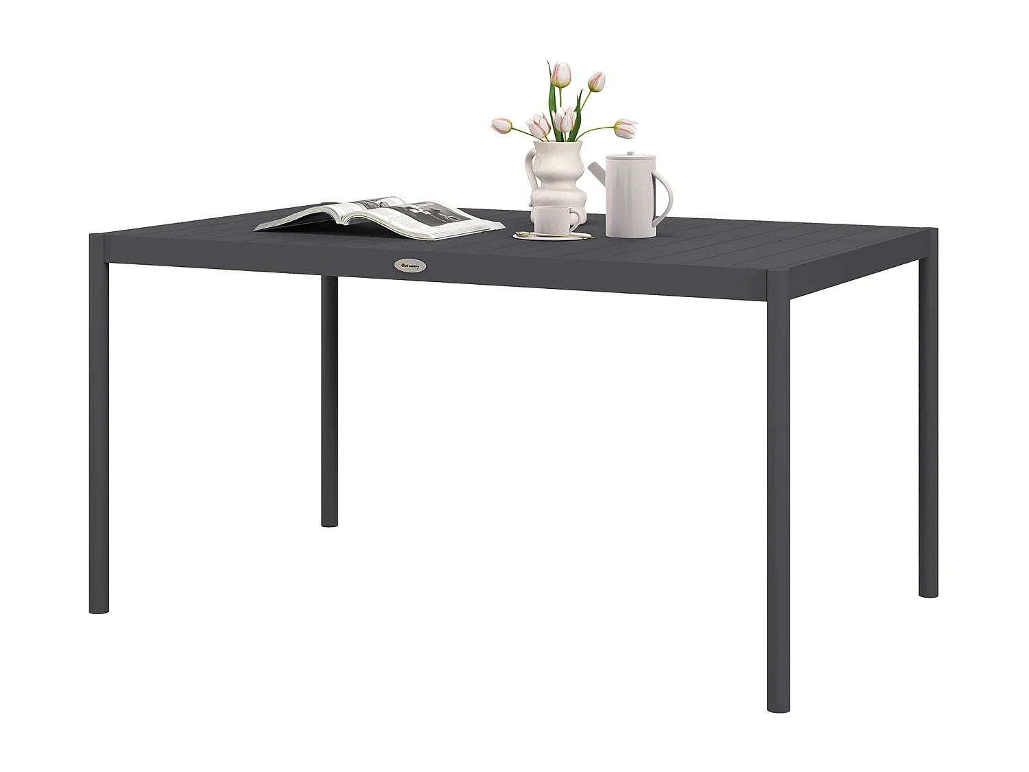 Tavolo da pranzo da giardino per 6 persone grigio scuro