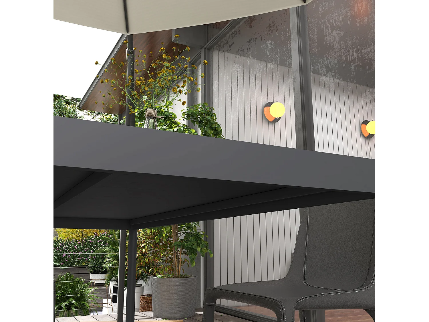 Tavolo da pranzo da giardino per 6 persone grigio scuro