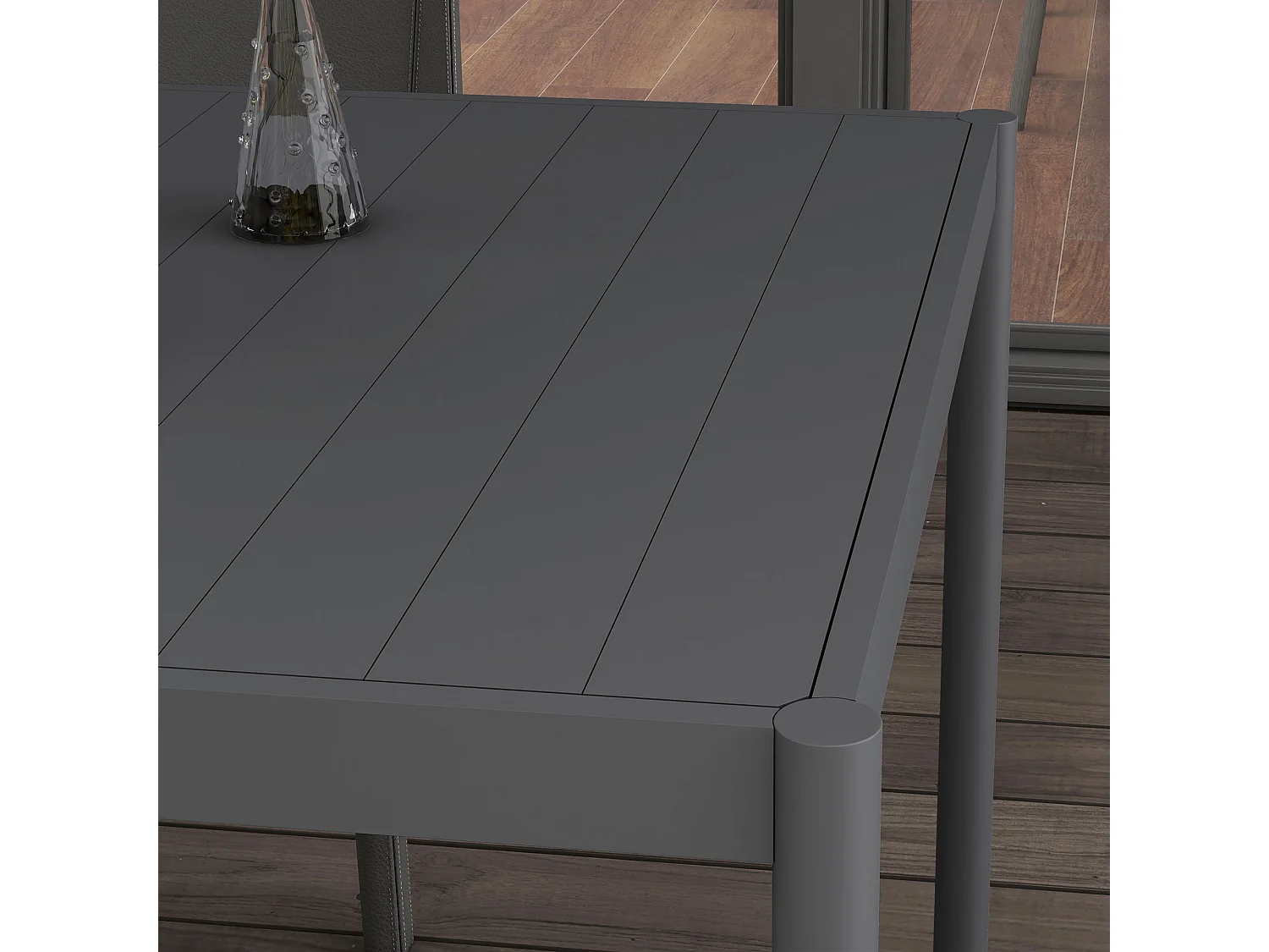 Tavolo da pranzo da giardino per 6 persone grigio scuro