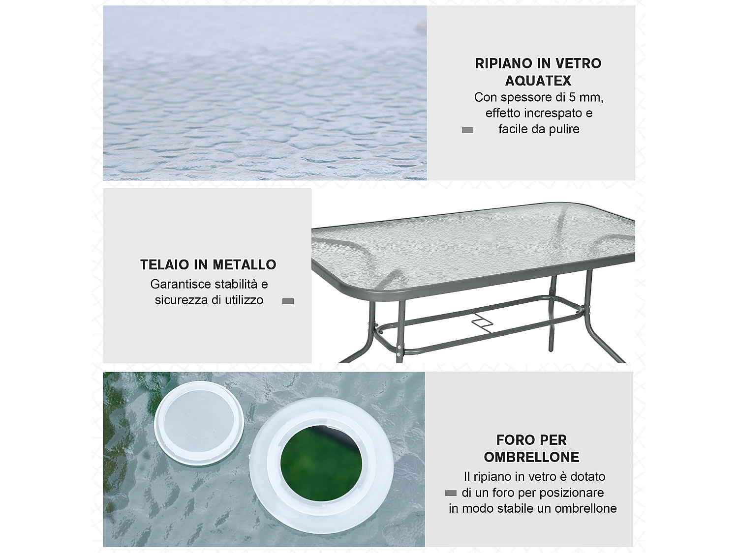 Tavolo da Giardino con Foro per Ombrellone