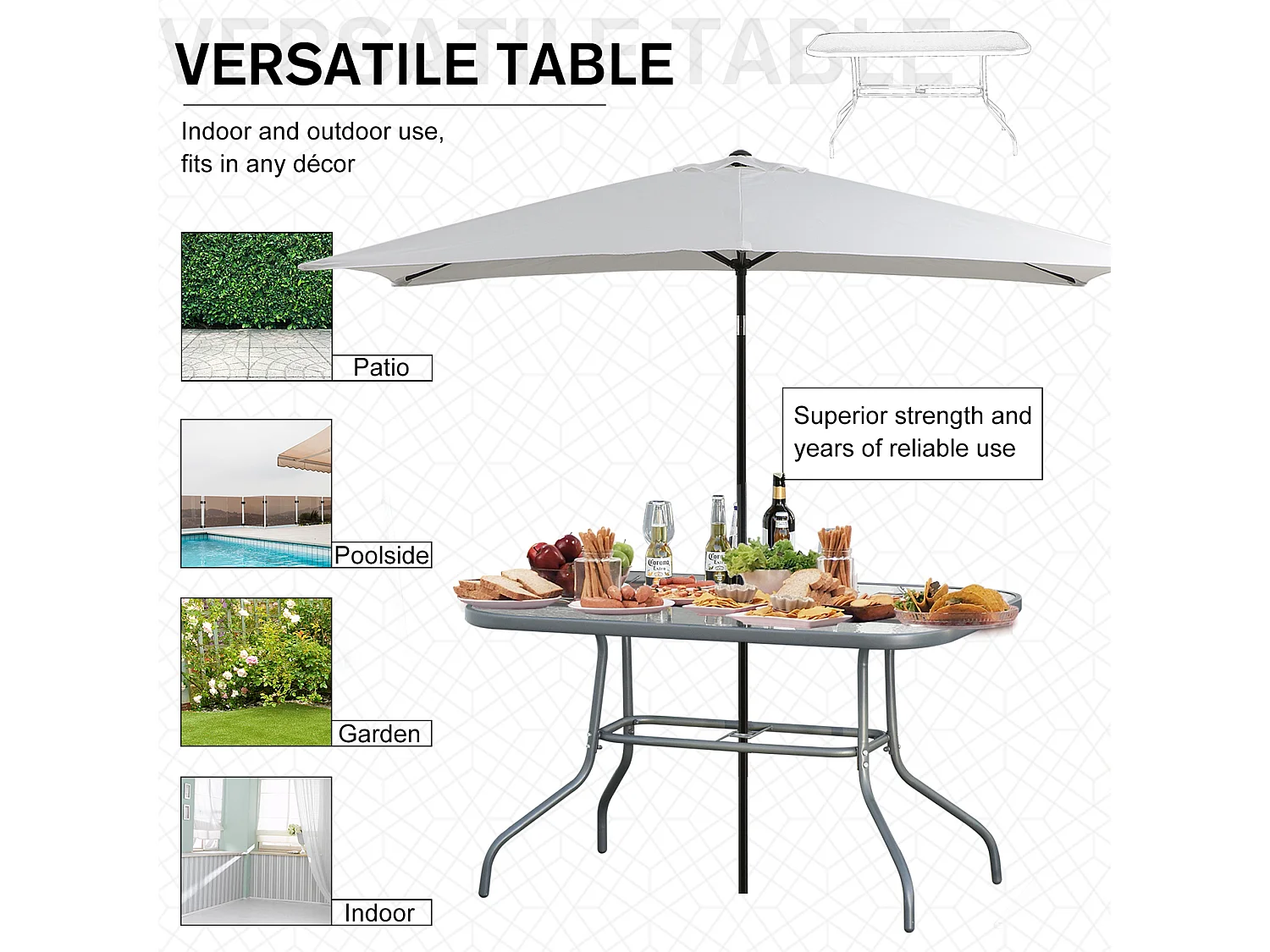 Tavolo da Giardino con Foro per Ombrellone