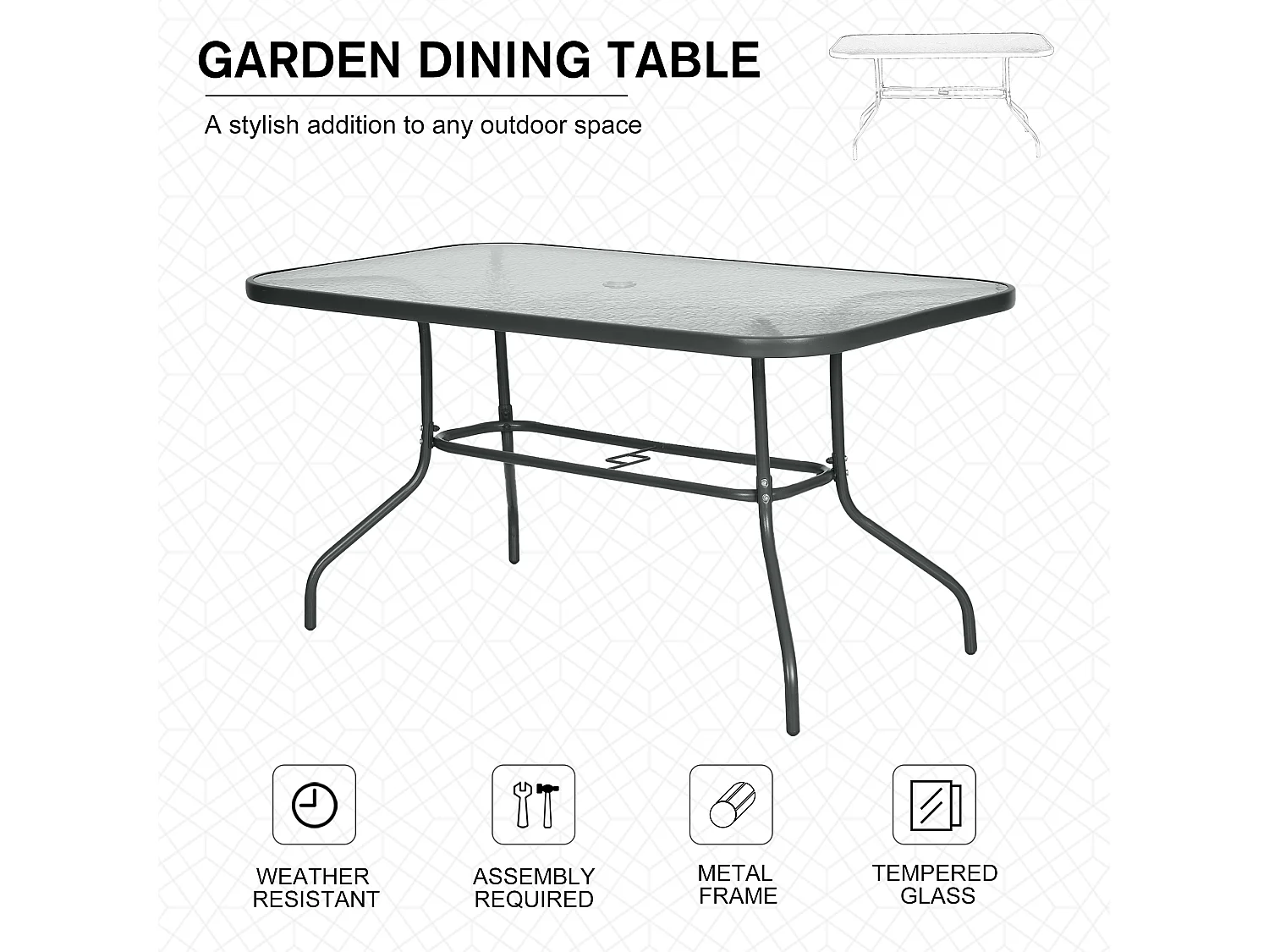 Tavolo da Giardino con Foro per Ombrellone