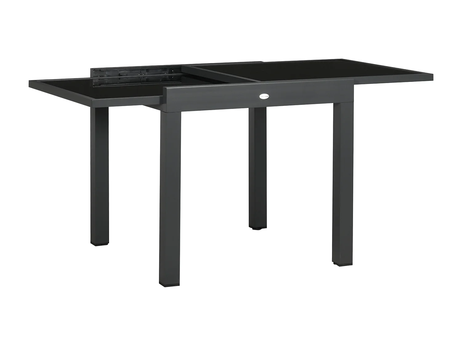 Tavolo da giardino allungabile con piano in vetro 160x80x75 cm nero