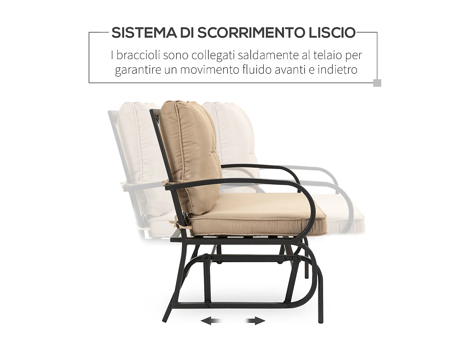 Panchina a dondolo 2 persone cuscini per seduta e schienale