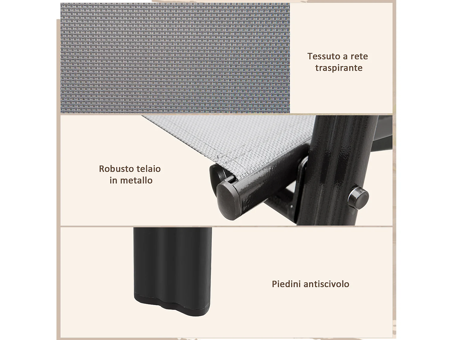 Set 4 sedie da giardino impilabili con braccioli in metallo grigio