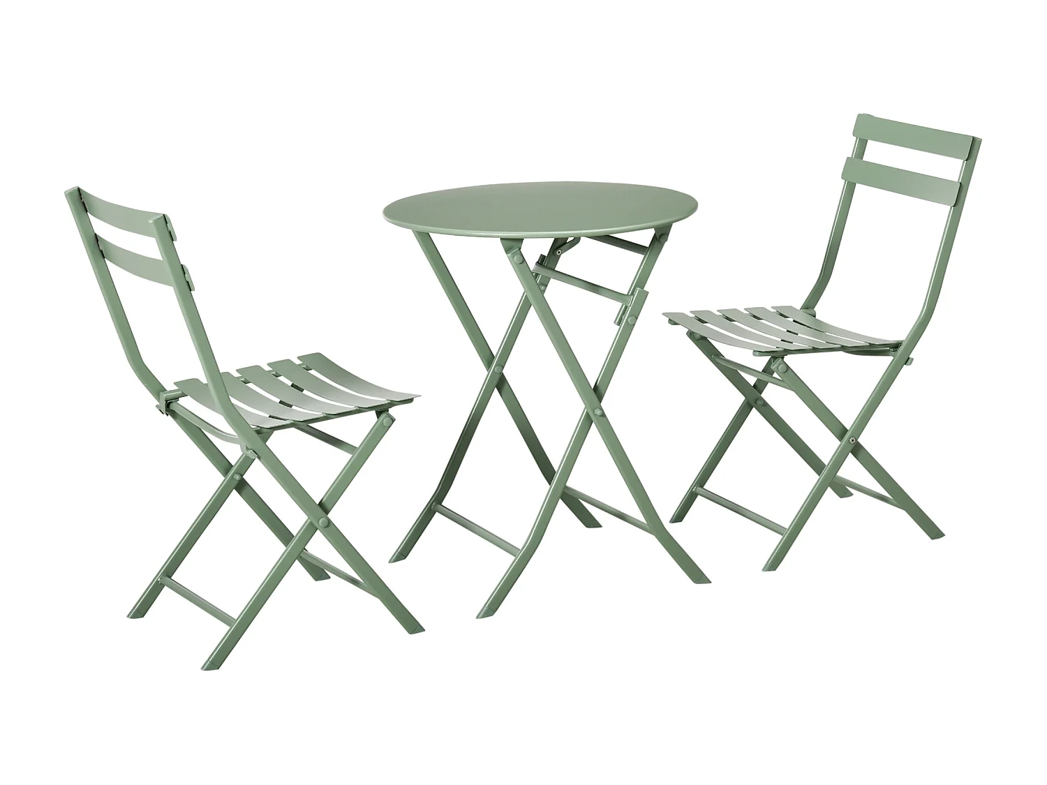 Set da giardino pieghevole con 2 sedie e tavolo in acciaio verde