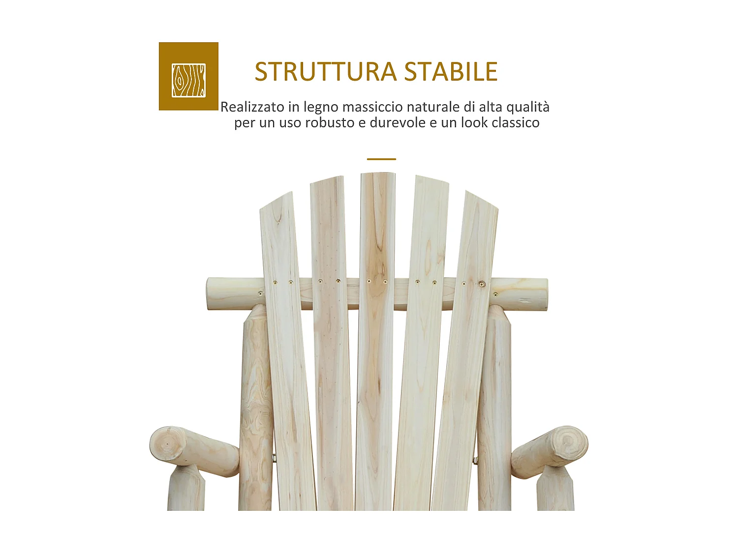 Sedia a dondolo da giardino ergonomico legno color legno