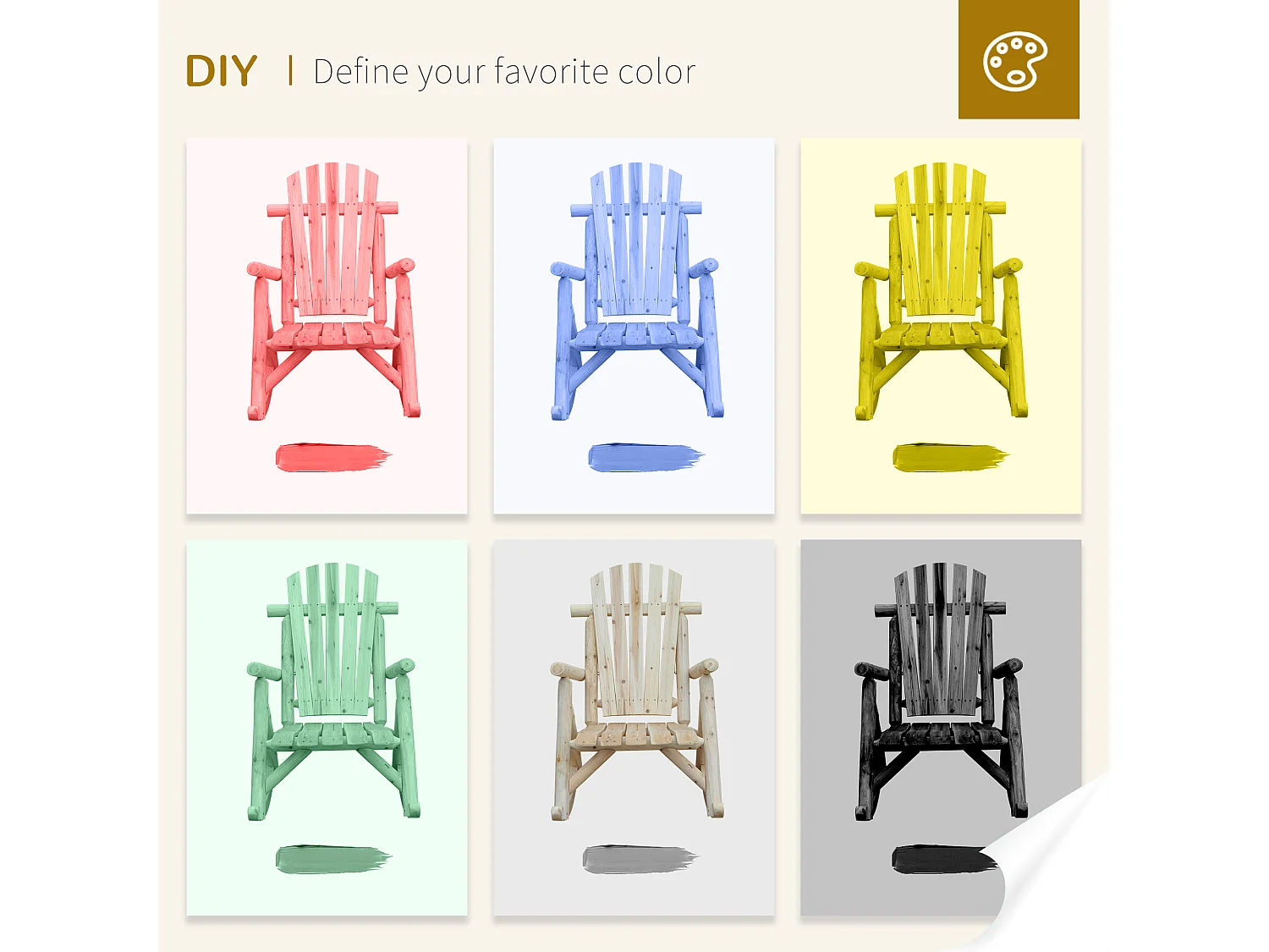 Sedia a dondolo da giardino ergonomico legno color legno