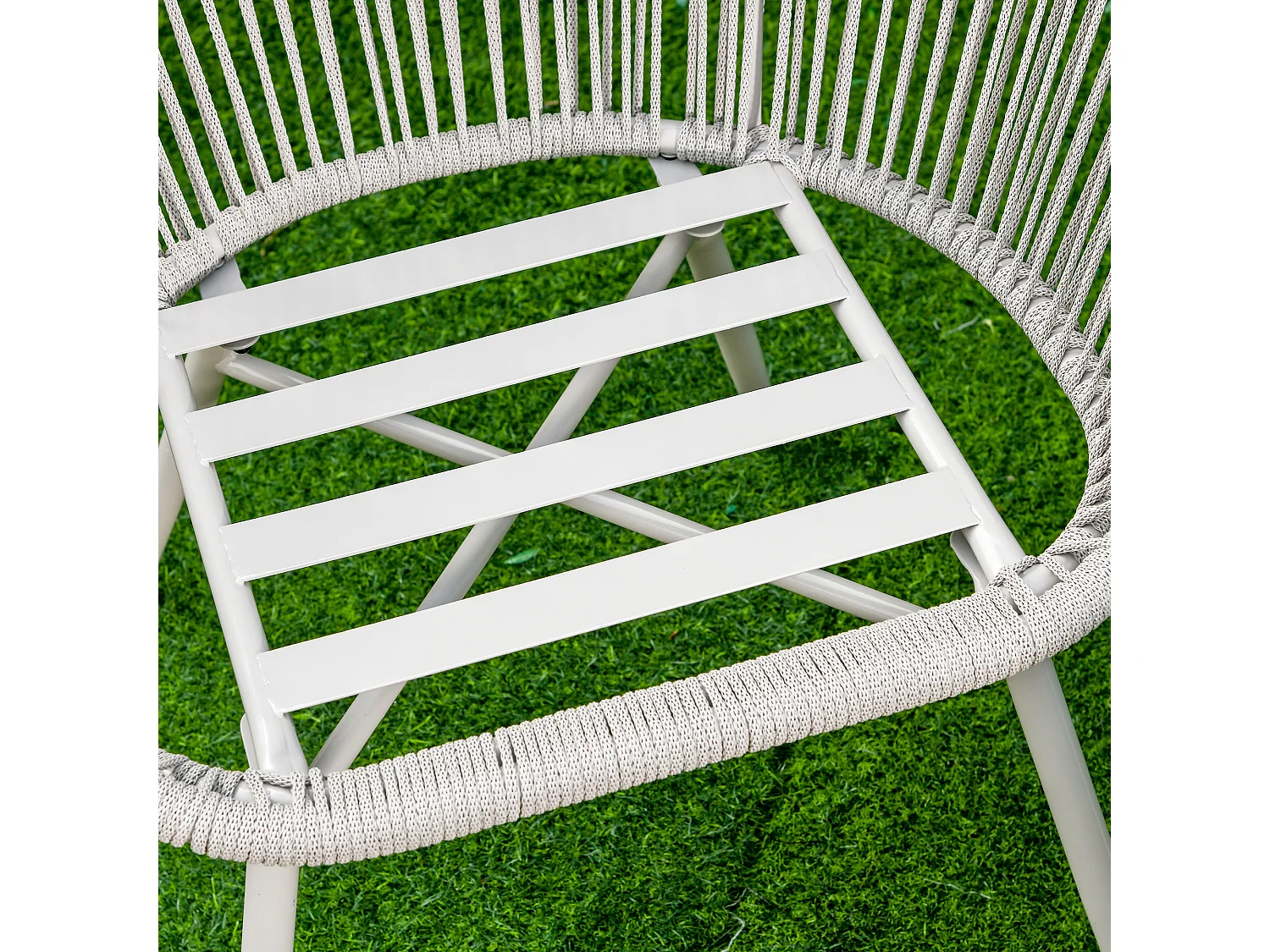 Set tavolino e 2 sedie da giardino rattan bianco stile boho