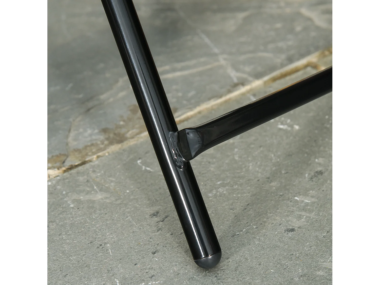 Tavolo da giardino pieghevole rotondo in metallo e vetro nero