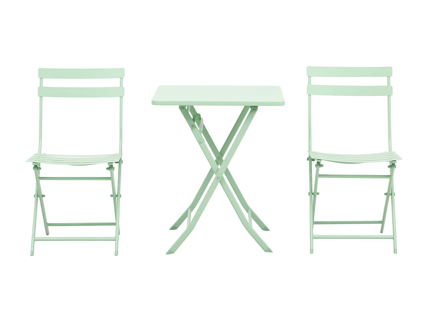 Set tavolo e 2 sedie da giardino pieghevole in metallo verde