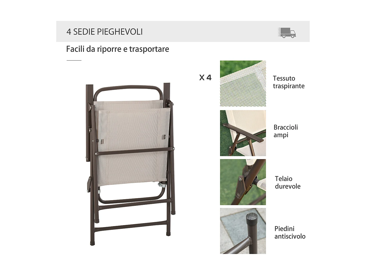 Set Mobili da Giardino in Tubi d'Acciaio