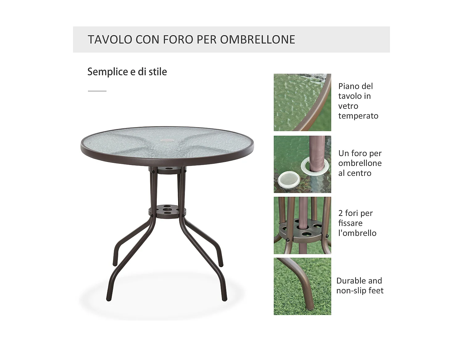 Set Mobili da Giardino in Tubi d'Acciaio
