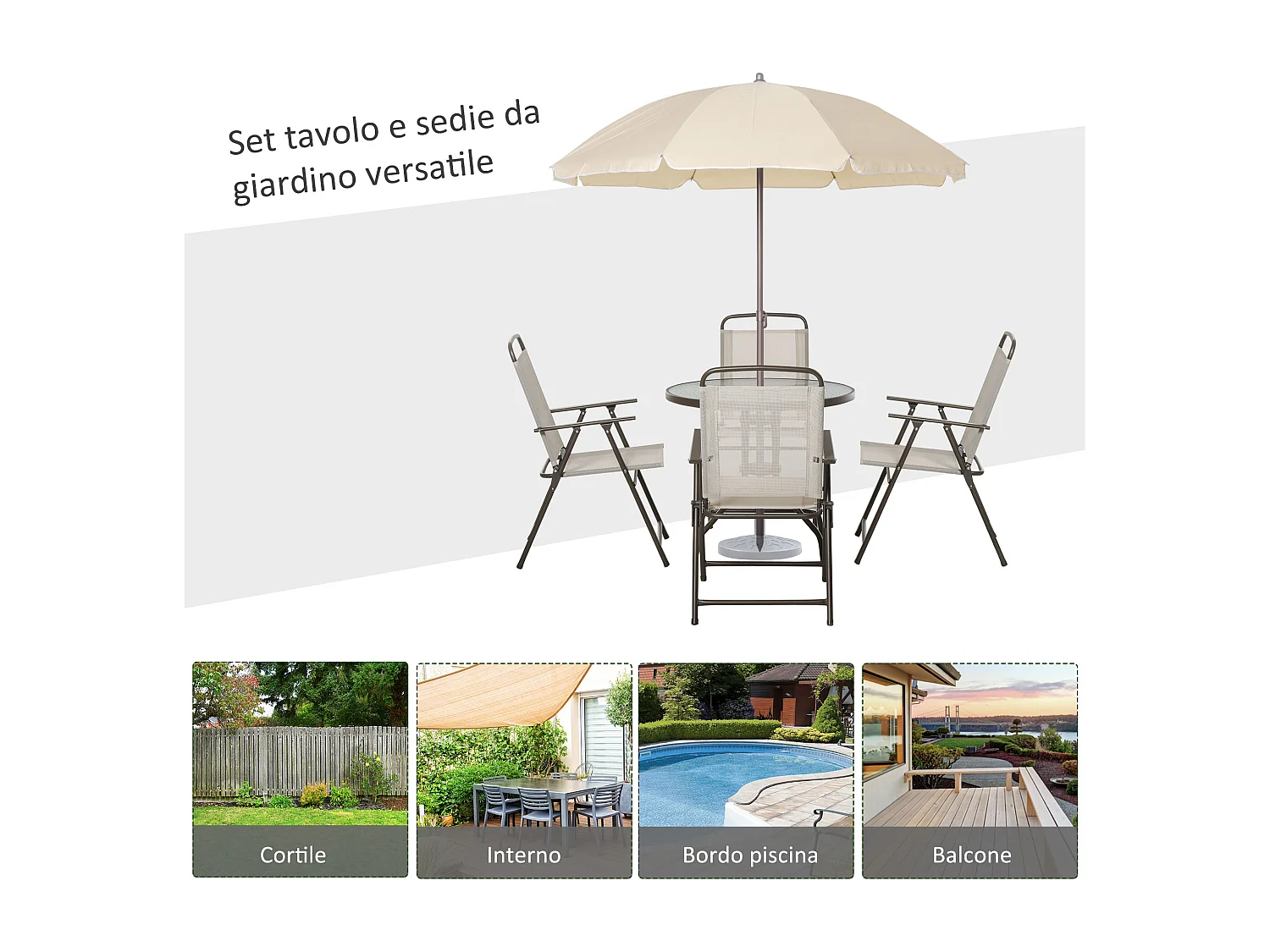 Set Mobili da Giardino in Tubi d'Acciaio