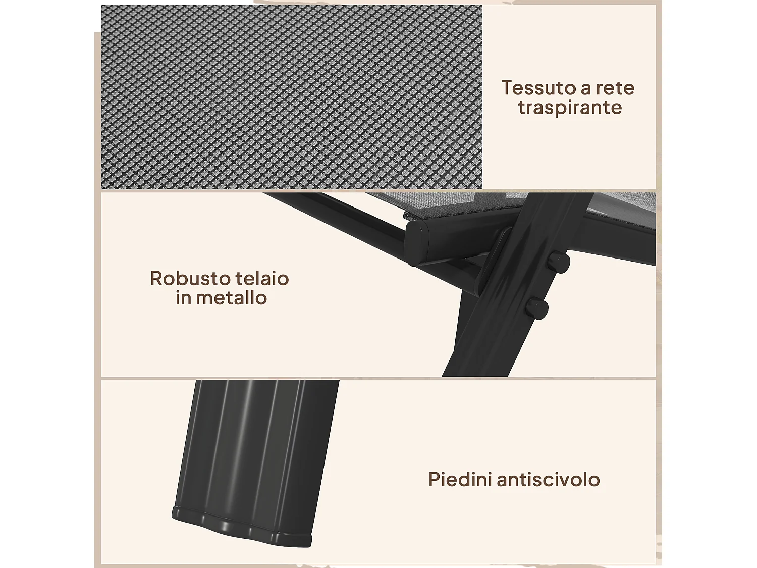 Set 4 sedie da giardino impilabili con braccioli in metallo nero