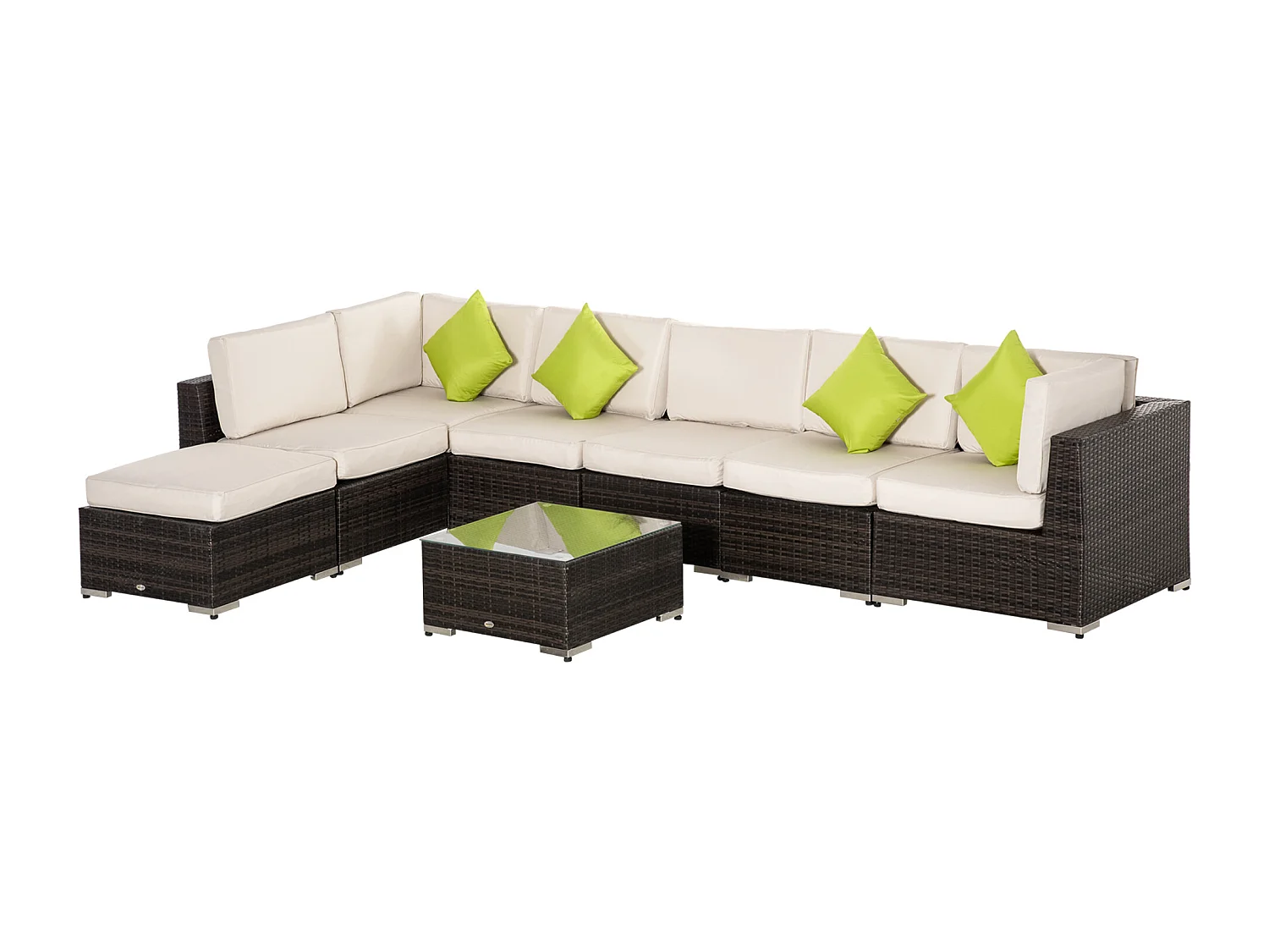 Salotto da giardino 8 pz componibili in rattan e alluminio