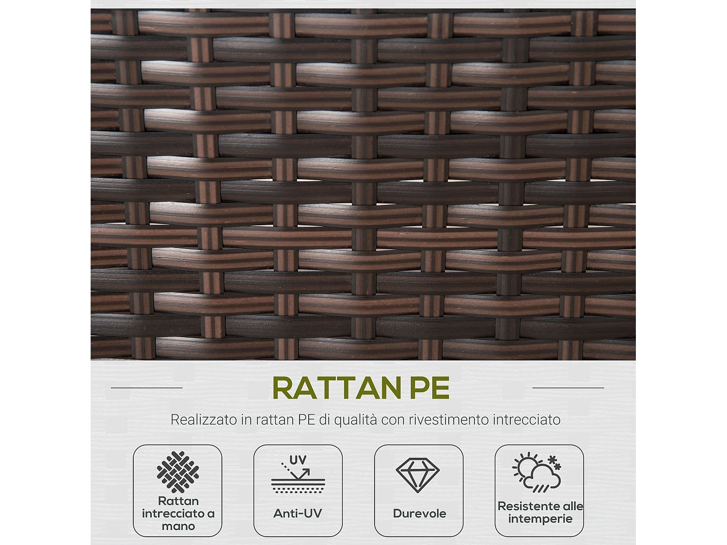 Salotto da giardino 8 pz componibili in rattan e alluminio