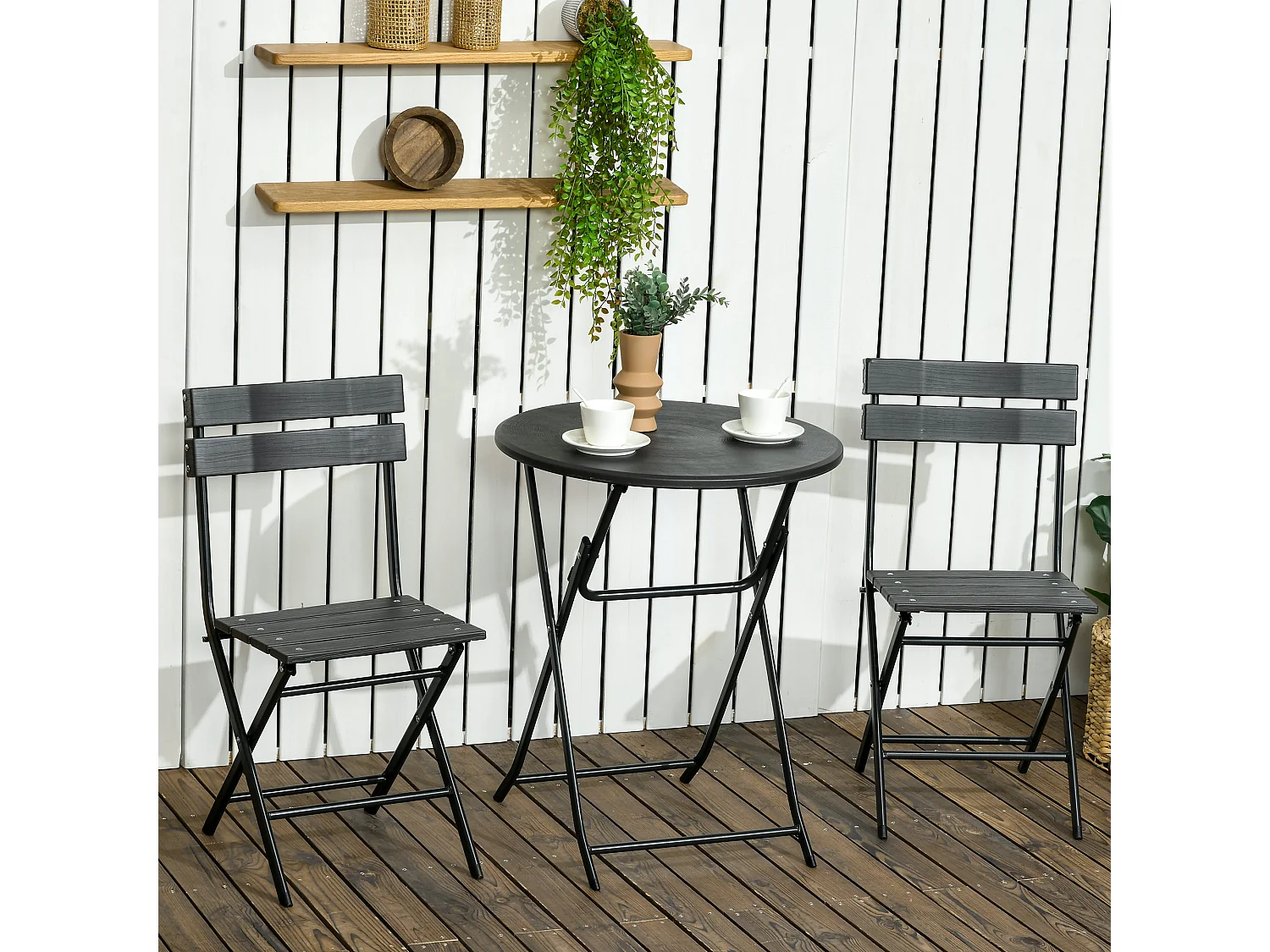 Set da giardino 3 pezzi con 2 sedie e tavolo pieghevoli