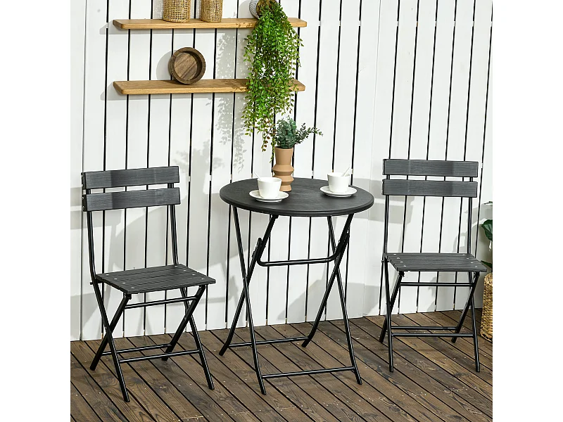 Set da giardino 3 pezzi con 2 sedie e tavolo pieghevoli