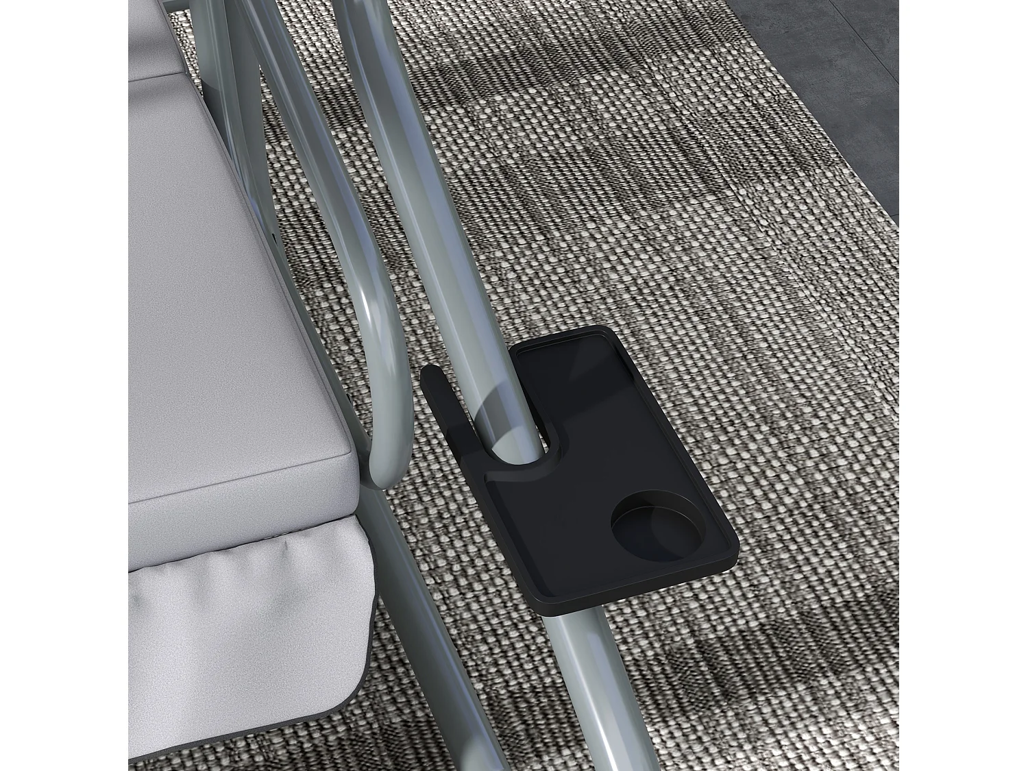 Dondolo letto da giardino con tettuccio regolabile e vassoi grigio